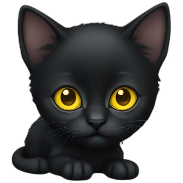 Black kitten with yellow eyes is sitting  emoji