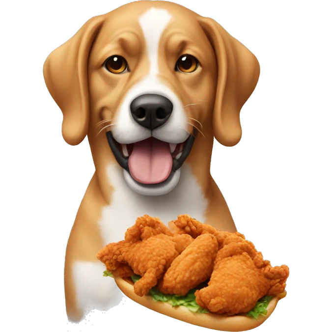 Dog eating fried chicken emoji