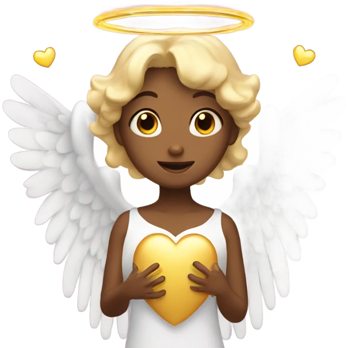 Angel wearing a halo with hearts emoji