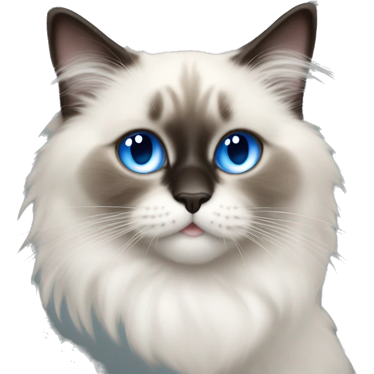 Ragdoll cat drinking soda and the middle of his face should have black and it shoul be male baby cat and blue eyes emoji