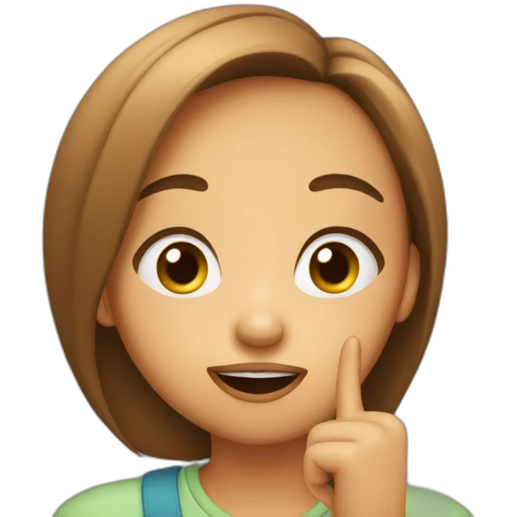 the girl points her finger at her mouth Quiet, don't make noise. emoji