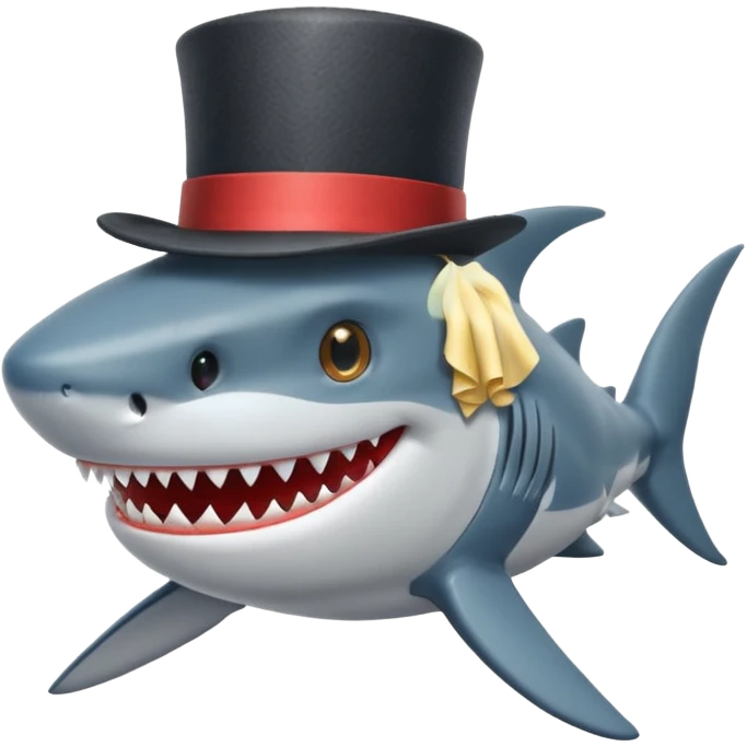 Shark with a top hat emoji