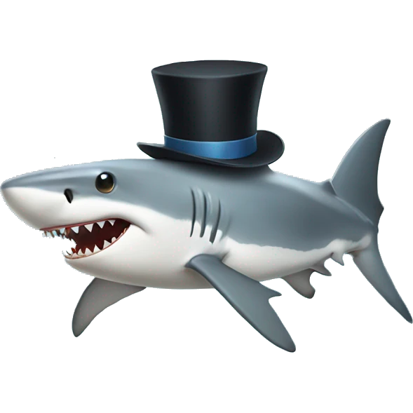 Shark with a top hat emoji