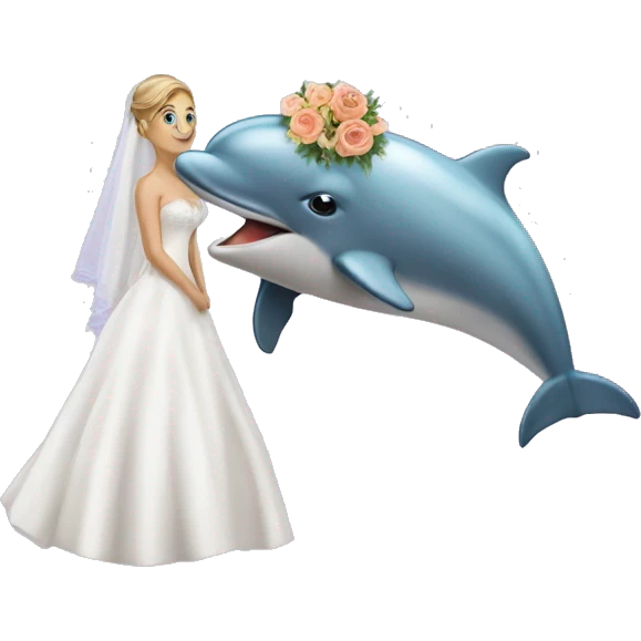 A dolphin in the wedding emoji