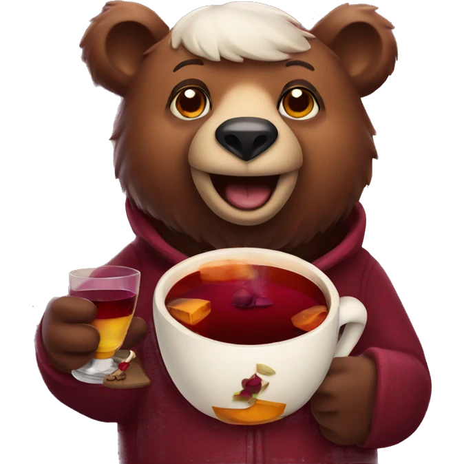 Bear with mulled wine  emoji