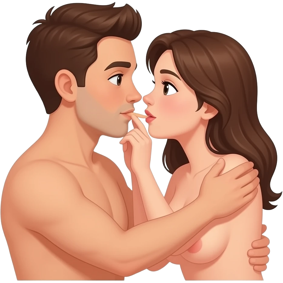 a fully naked couple having sex with penetration emoji