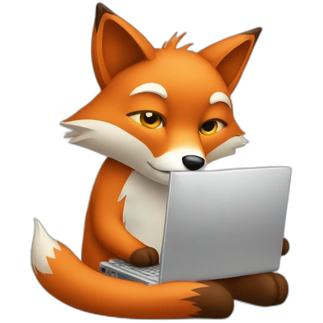 Sad fox is working on computer emoji