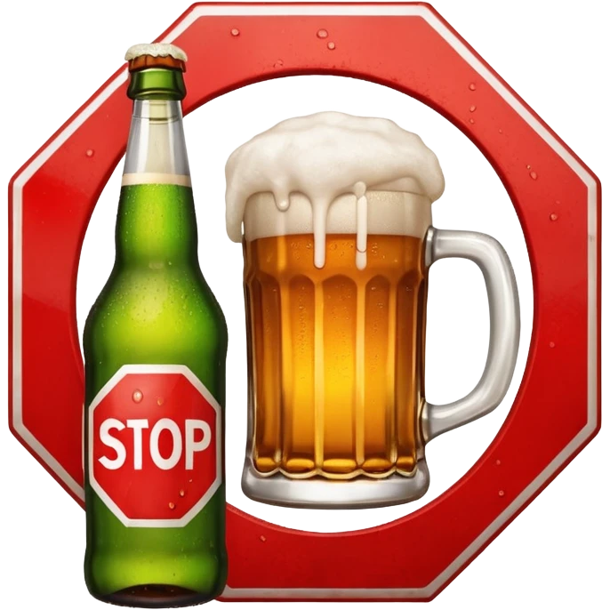 stop sign with beer or alcohol bottle behind it emoji