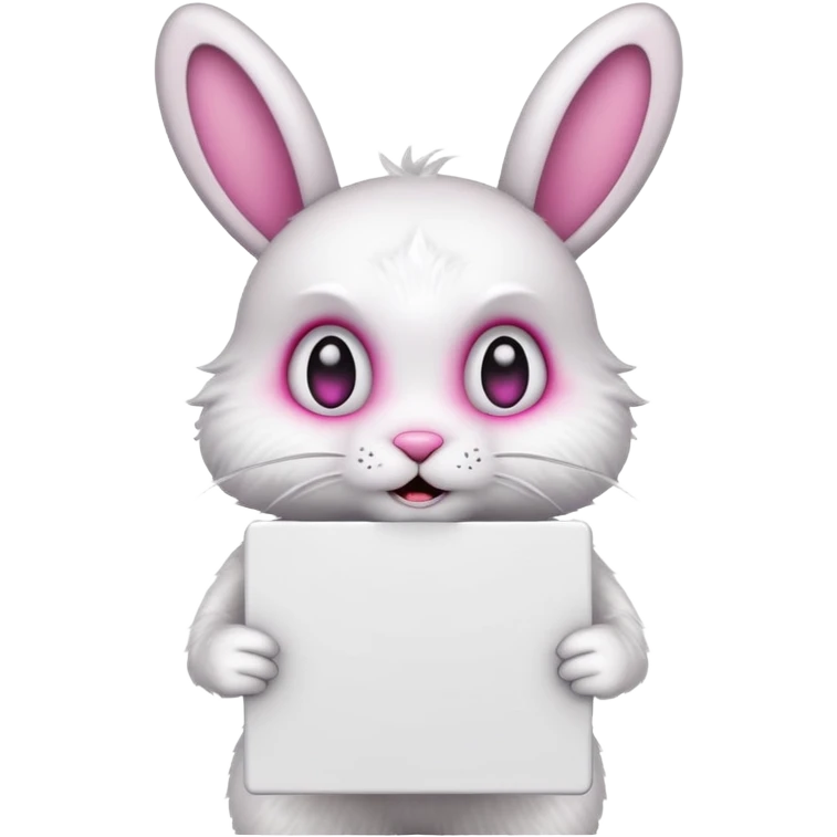 Rabid bunny holding large blank sign emoji