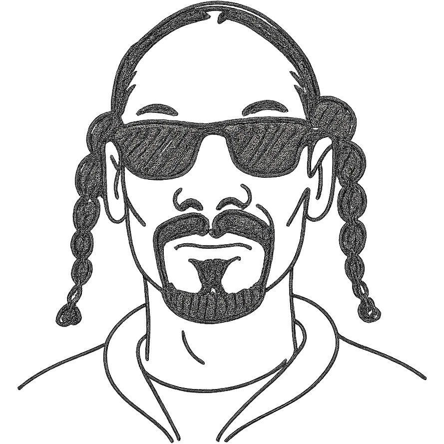 hand drawn outlined Snoop Dogg emoji