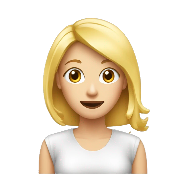 Fille blonde qui mange un steak emoji