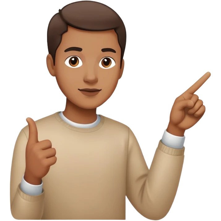 Person pointing at inspiring finished portrait rather than scattered paints emoji