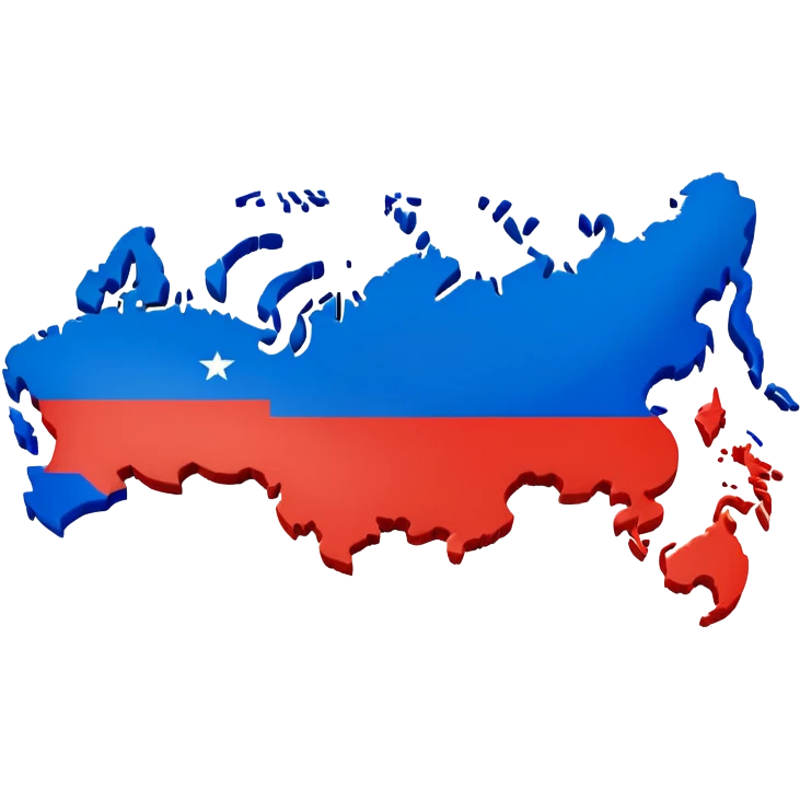 Map of Russia but flag in 3D and 15 countries emoji