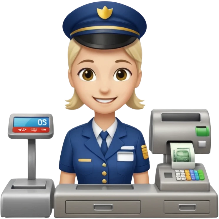 supermarket employee at a cash register, full body emoji