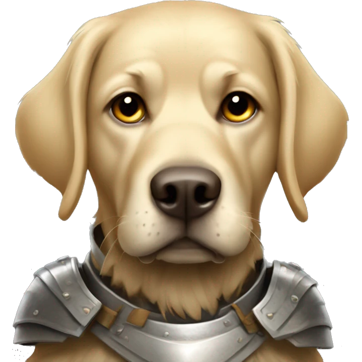very shaggy labrador-like dog in protective armor emoji