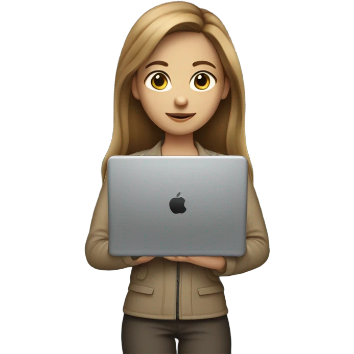 Medium hair light Brown girl, computer science intern with a laptop  emoji