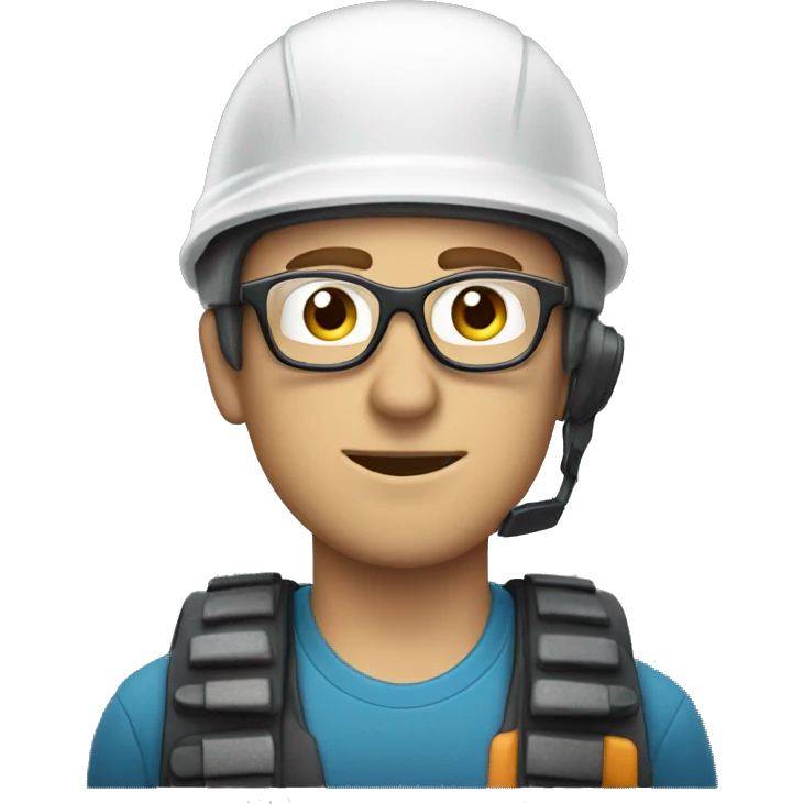 Caucasian man wearing helmet, glases and earplugs emoji