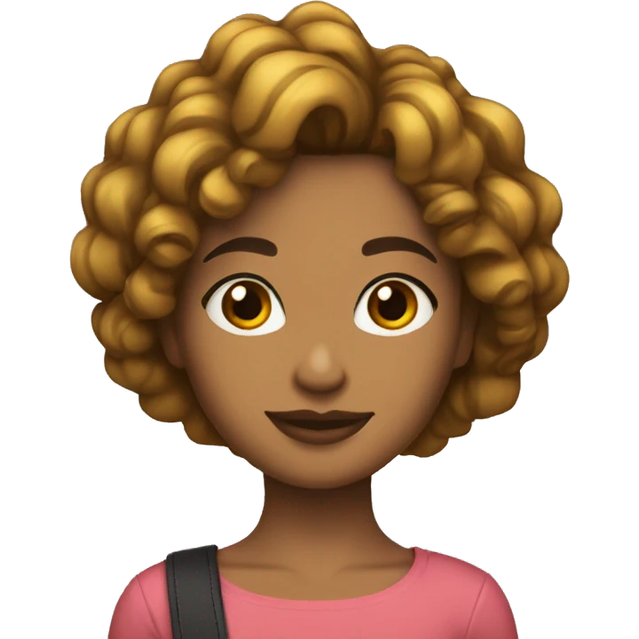 Chica con cabello ondulado negro y tez morena emoji