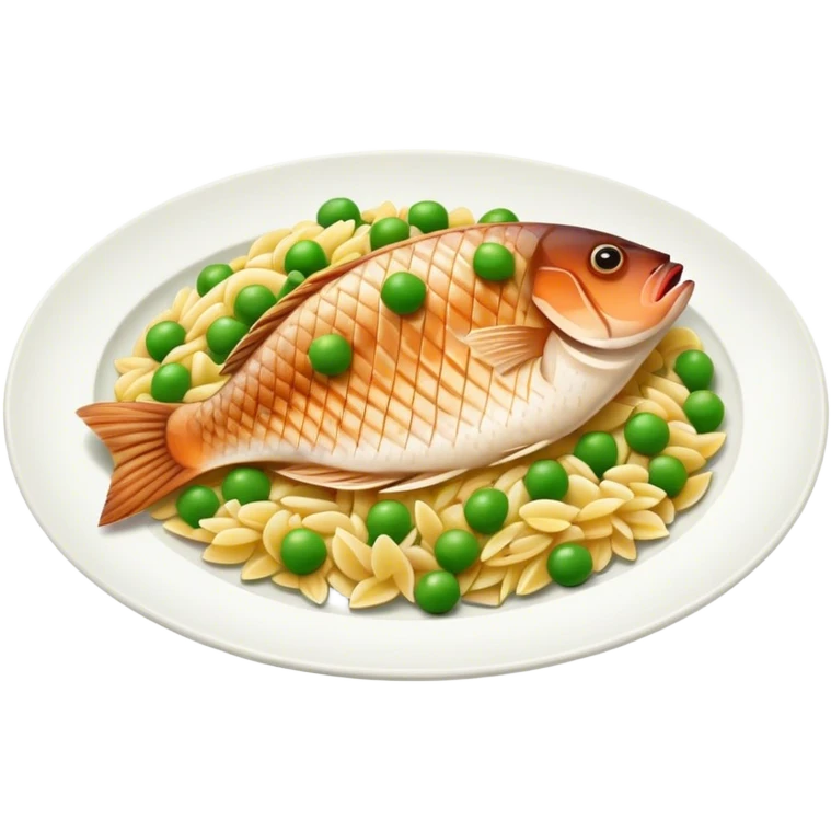 Tilapia with orzo peas and potato emoji