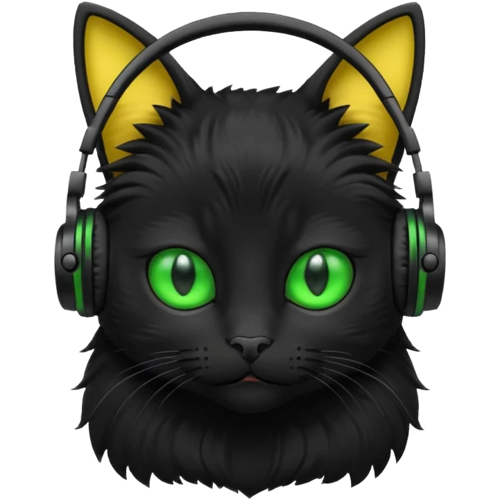 black cat in headphones emoji