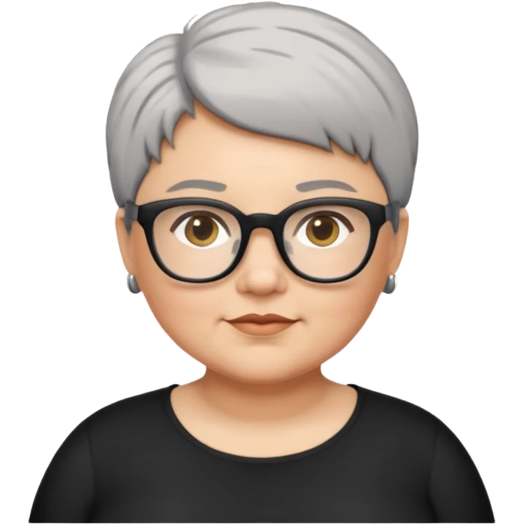 Plus size short grey hair black glasses emoji