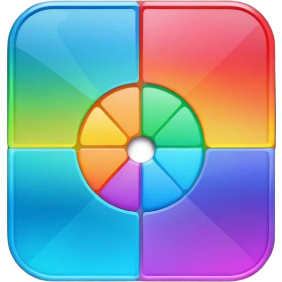 Davinci resolve "Color managment" shape, glossy iconm (rainbow colors) square with rounded edges  emoji