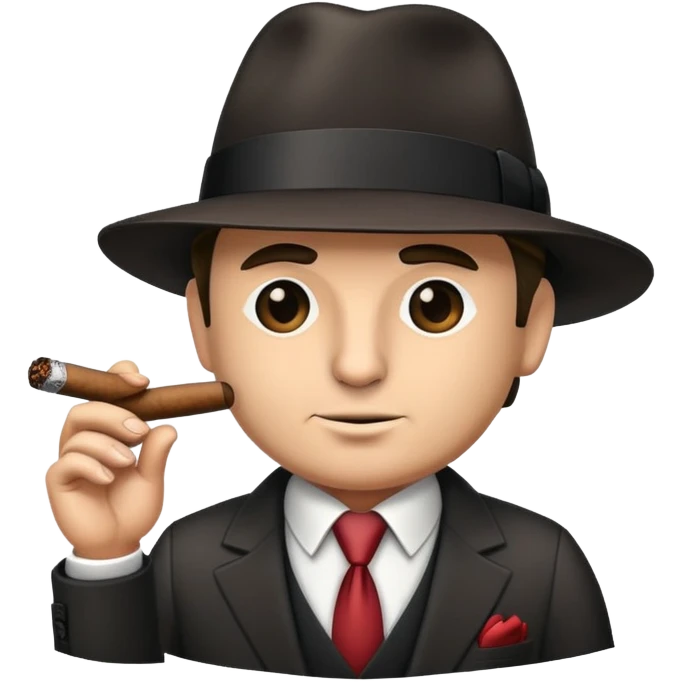 mafia boss with suit, fedora hat and cigar emoji