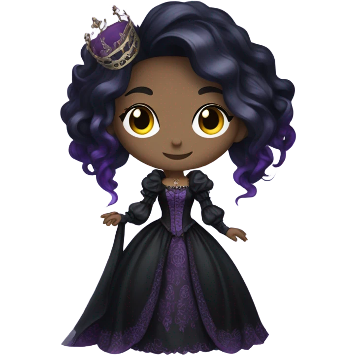 Queen gothic girl long dark black and purple hair emoji
