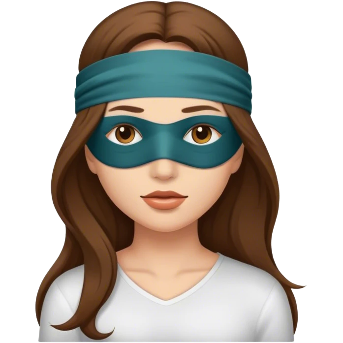 Woman with Long Brown hair blindfolded emoji