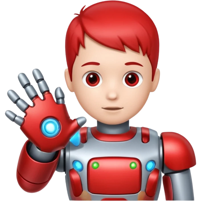 the kid play with him robot emoji