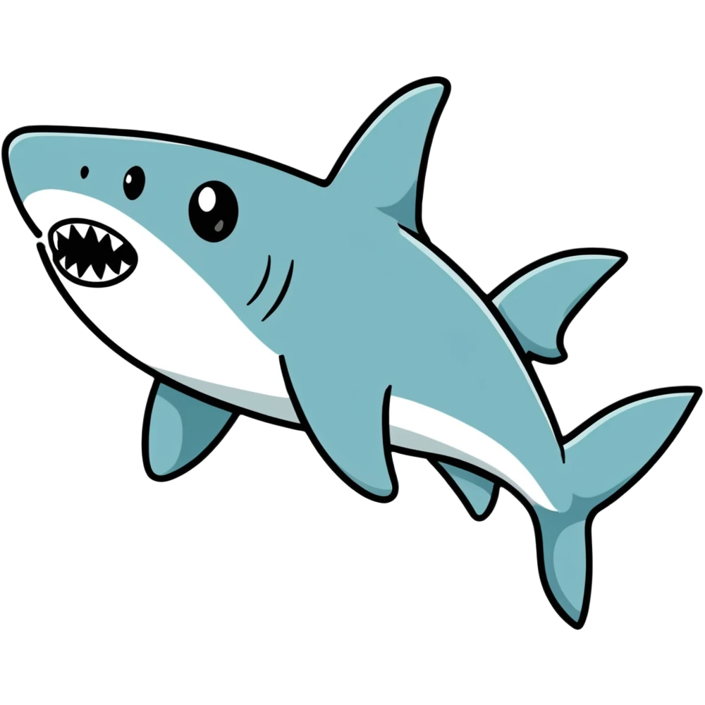 cartoon shark with unusual colors emoji