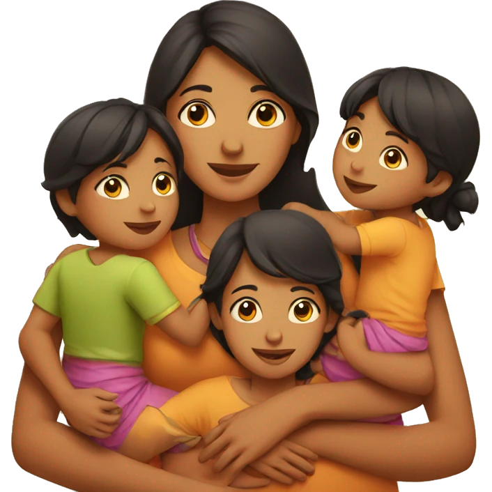 indian mother with kids emoji