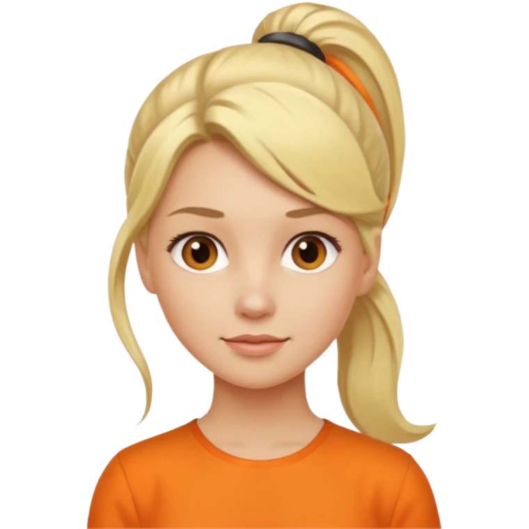 blond woman with ponytail and orange blouse emoji
