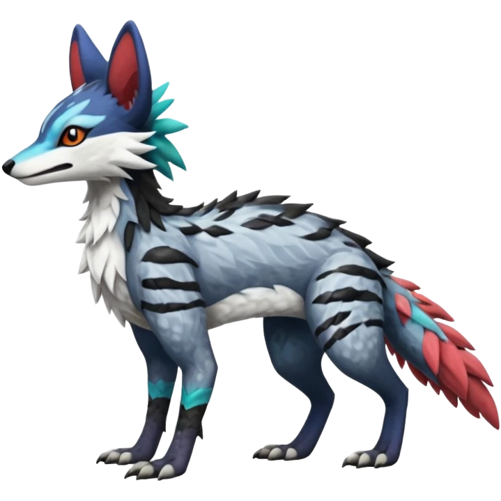 Colorful Silvally-Sergal-Nargacuga-Trico-Genet-fusion-animal-hybrid-creature, full body emoji