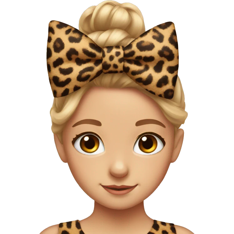 leopard print bow in girls hair emoji
