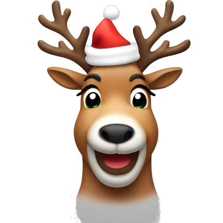 Reindeer winking with a Santa hat  emoji