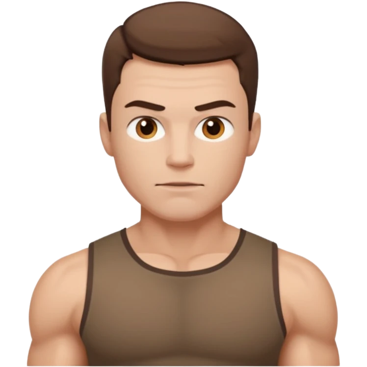 muscular man white skin, wear brown shirt emoji