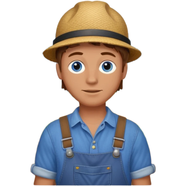 CREATE ME A NICE FARMER BOY BROWN HAIR TANNED SKIN AND BLUE EYES emoji