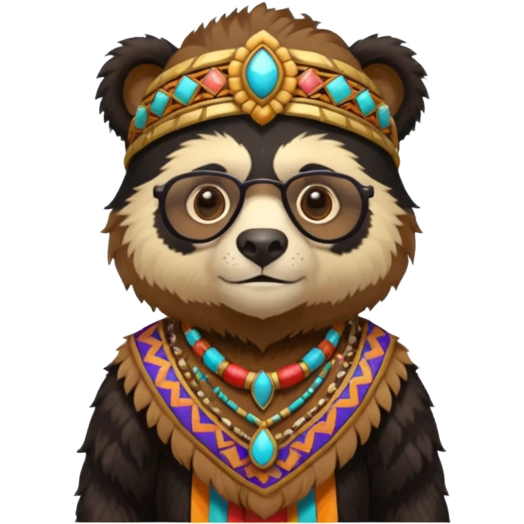 spectacled bear in Inca costume emoji