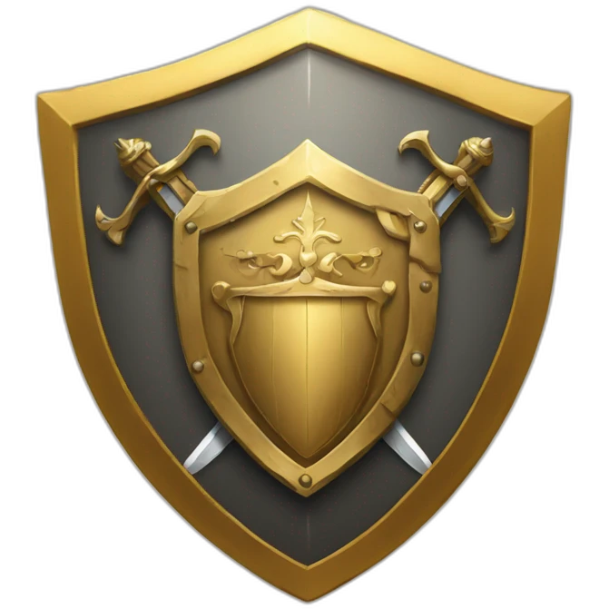 golden crest shield with sword in middle emoji