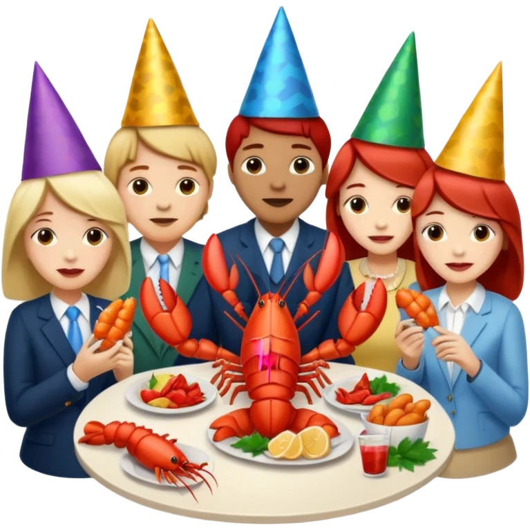 Too many people eating lobster at a family party emoji