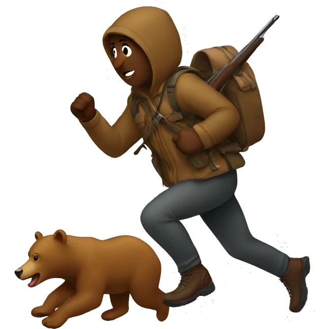 Hunter running from bear emoji