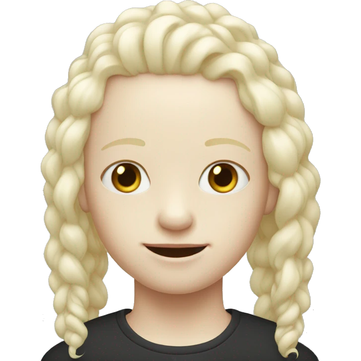 Albinos sans lunettes avec des cheveux noir emoji