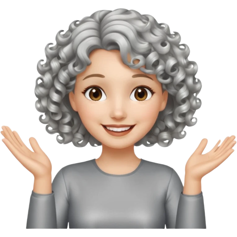 silver, short, wavy-haired with curls, smiling pretty lady, silver top, clapping hands

 emoji
