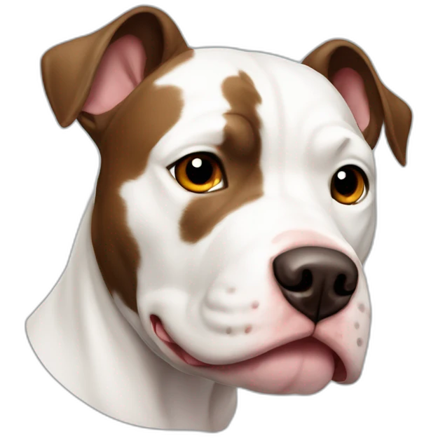 white pitbull dog with big brown spot in the face emoji