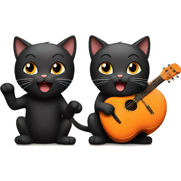 Black Cat and Orange Cat sing emoji