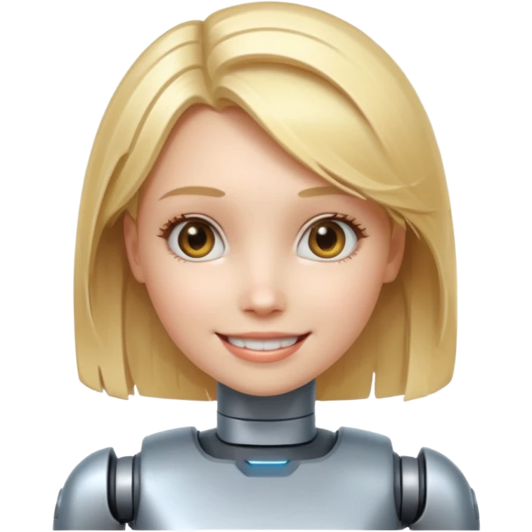 robotic smiling girl with blond hair emoji