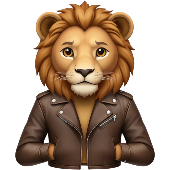 lion in a leather jacket, cool pose emoji