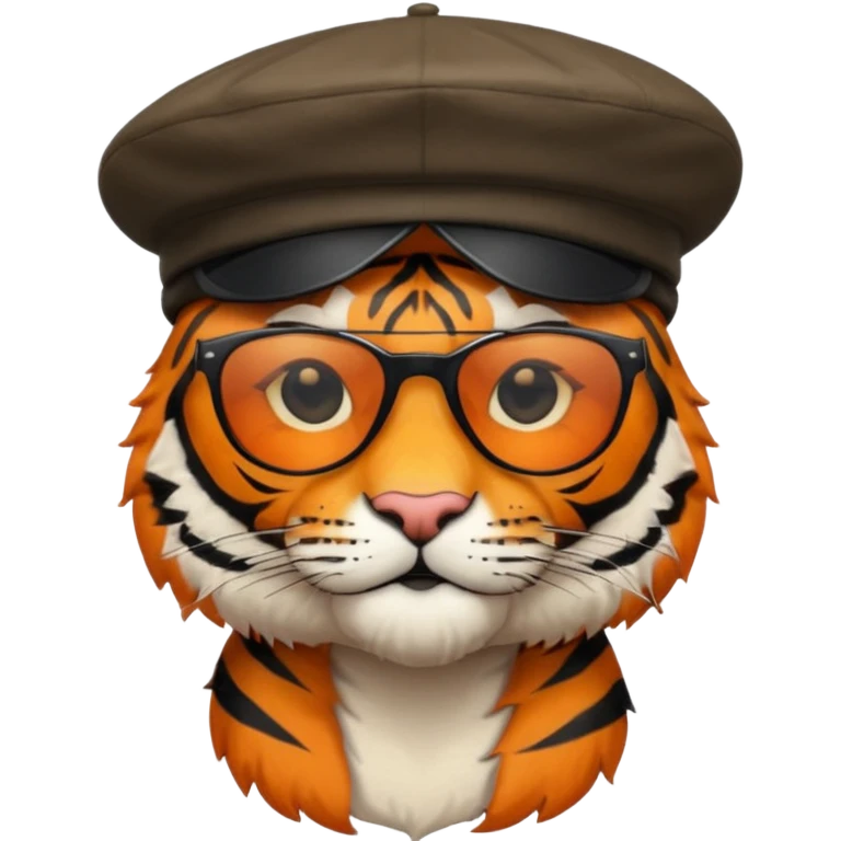 tiger in sunglasses with berets emoji
