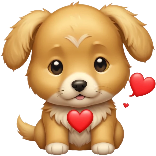 Puppy at computer thought bubble heart emoji
